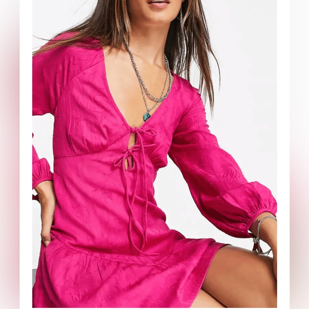 Topshop Fuchsia Dress with Front Tie
